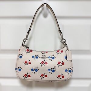 Coach‎ Teri Floral Chalk Multi Pebbled Leather Shoulder Bag NWOT
